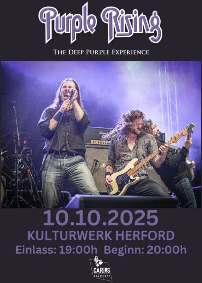 10.10.2025</br>PURPLE RISING</br><a href="https://www.kulturwerk-herford.de/" rel="noopener" target="_blank">Kulturwerk Herford</a>, Herford